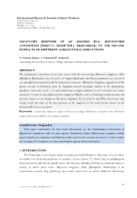 Olfactory Response of an Assassin Bug, Rhynocoris Longifrons (Insecta: Hemiptera: Reduviidae) to the Hexane Extracts of Different Agricultural Insect Pests