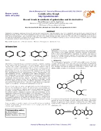 Recent Trends in Synthesis of Quinoxaline and Its Derivatives *Dinesh Bharagava1 and Dr