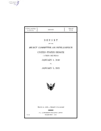 Report of the Senate Select Committee on Intelligence On