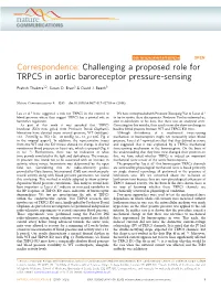Challenging a Proposed Role for TRPC5 in Aortic Baroreceptor Pressure-Sensing