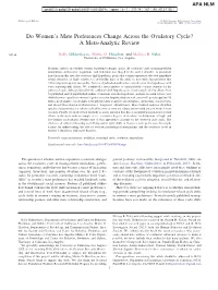 Do Women's Mate Preferences Change Across the Ovulatory Cycle? a Meta-Analytic Review