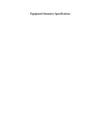 Equipment Summary Specifications Generator Specifications