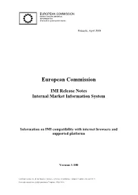 IMI Release Notes Internal Market Information System