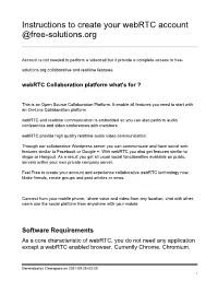 Instructions to Create Your Webrtc Account @Free-Solutions.Org