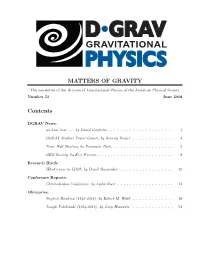 MATTERS of GRAVITY Contents