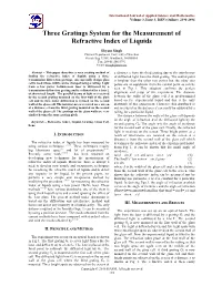 Three Gratings System for the Measurement of Refractive Index of Liquids