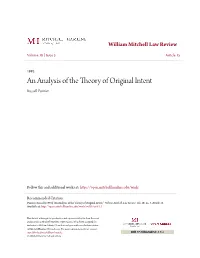 An Analysis of the Theory of Original Intent Russell Pannier