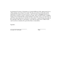 In Presenting This Thesis Or Dissertation As a Partial