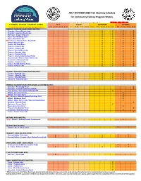 JULY-OCTOBER 2020 Fish Stocking Schedule for Community Fishing Program Waters