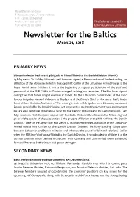 Newsletter for the Baltics Week 21, 2018