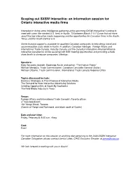 Scoping out SXSW Interactive: an Information Session for Ontario Interactive Media Firms