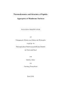 Thermodynamics and Structure of Peptide- Aggregates at Membrane Surfaces