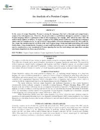 An Analysis of a Persian Corpus
