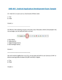Android Application Development Exam Sample