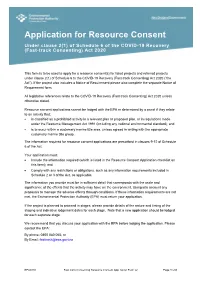 Application for Resource Consent Under Clause 2(1) of Schedule 6 of the COVID-19 Recovery (Fast-Track Consenting) Act 2020
