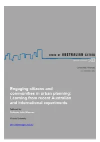 Engaging Citizens and Communities in Urban Planning: Learning from Recent Australian and International Experiments
