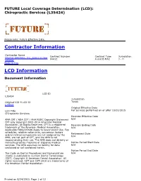 FUTURE Local Coverage Determination for Chiropractic