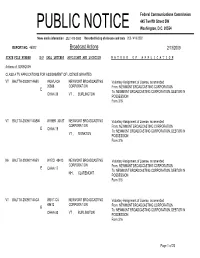 Broadcast Actions 2/13/2009