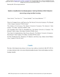 Embryo Classification Beyond Pregnancy: Early Prediction of First Trimester Miscarriage Using Machine Learning