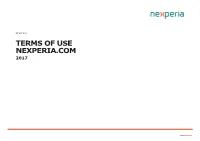Terms of Use Nexperia.Com 2017