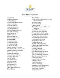 Class of 2021 Acceptances