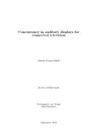 Concurrency in Auditory Displays for Connected Television