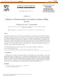 Influence of Nusselt Number on Weight Loss During Chilling Process