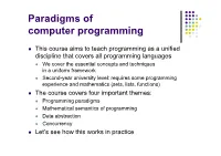 Paradigms of Computer Programming