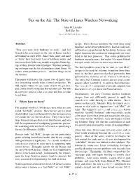 Tux on the Air: the State of Linux Wireless Networking