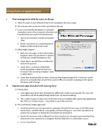 Using Fonts in Applications