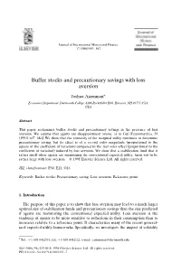Buffer Stocks and Precautionary Savings with Loss Aversion