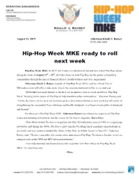 Hip-Hop Week MKE Ready to Roll Next Week