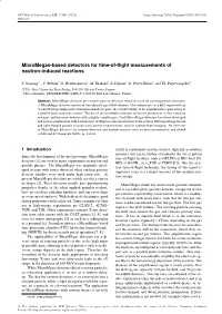 Micromegas-Based Detectors for Time-Of-Flight Measurements Of