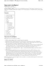 Open-Source Intelligence from Wikipedia, the Free Encyclopedia (Redirected from Open Source Intelligence)