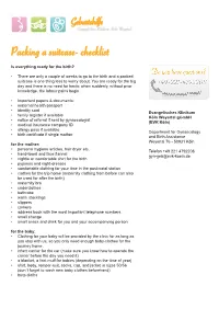 Packing a Suitcase- Checklist