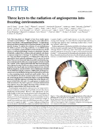 Three Keys to the Radiation of Angiosperms Into Freezing Environments