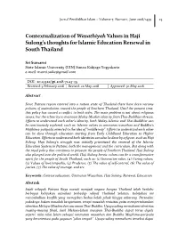 Contextualization of Wasathiyahvalues in Haji Sulong's