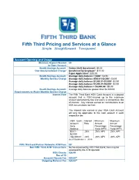 Fifth Third Pricing and Services at a Glance