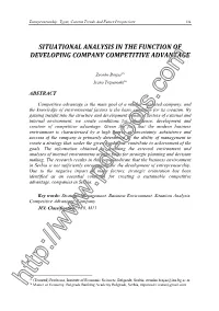 Situational Analysis in the Function of Developing Company Competitive Advantage
