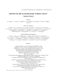 THE BEYOND the STANDARD MODEL WORKING GROUP: Summary Report