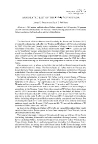 Annotated List of the Fishes of Nevada