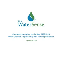 Comments by Author on the Draft Water-Efficient Single-Family New Home Specification