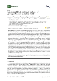 Landscape Effects on the Abundance of Apolygus Lucorum in Cotton Fields