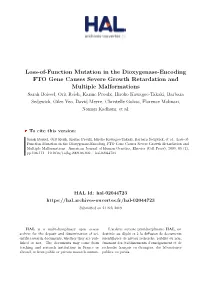 Loss-Of-Function Mutation in the Dioxygenase-Encoding FTO Gene