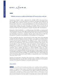 Stellantis Announces Conditional Distribution of Faurecia Shares and Cash