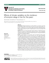 Effects of Climate Variables on the Incidence of Scorpion Stings in Iran for Five Years
