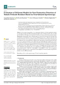 Evaluation of Different Models for Non-Destructive Detection of Tomato Pesticide Residues Based on Near-Infrared Spectroscopy