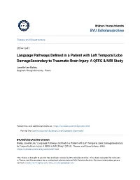 Language Pathways Defined in a Patient with Left Temporal Lobe Damage