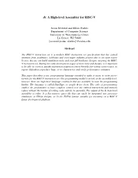 A High-Level Assembler for RISC-V