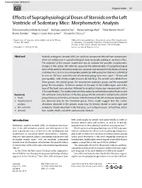 Effects of Supraphysiological Doses of Steroids on the Left Ventricle of Sedentary Mice: Morphometric Analysis
